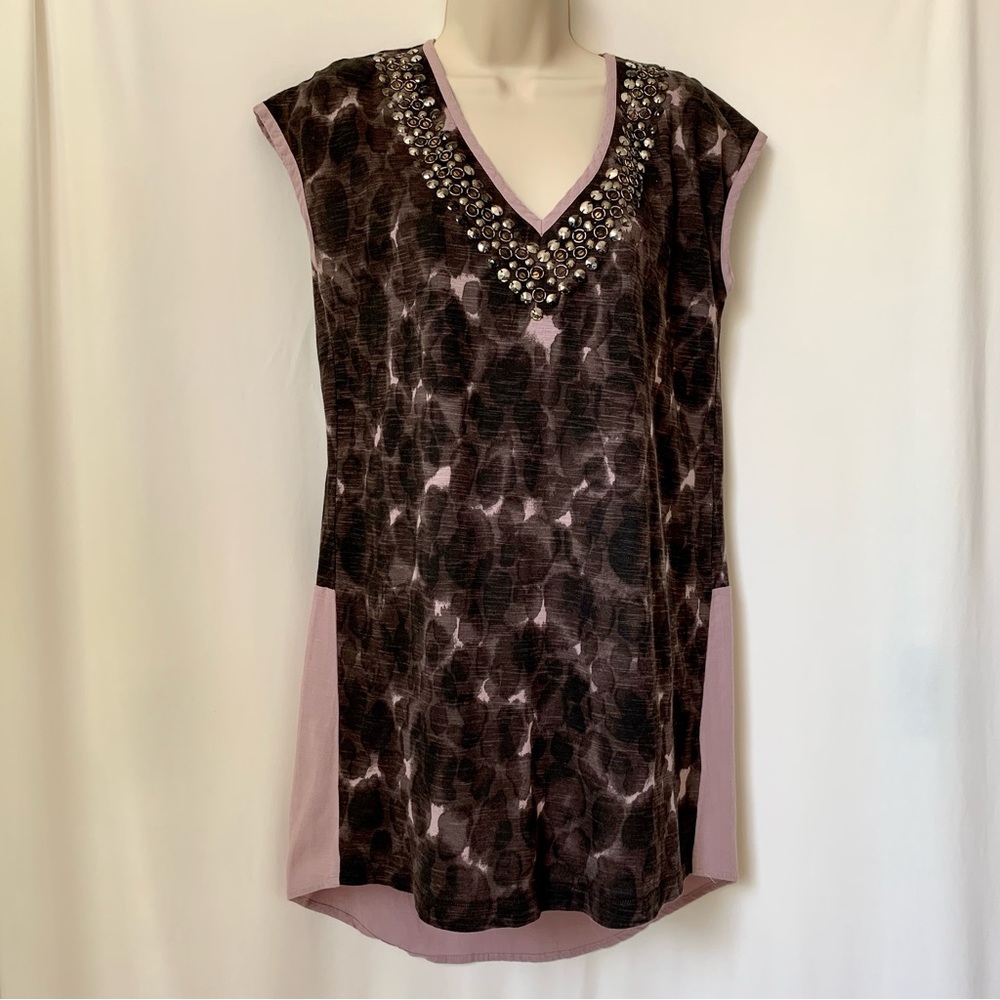 Next Women’s Mauve & Black Embellished Sleeveless Long Top UK 10 - Picture 1 of 7